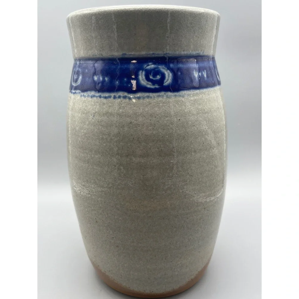 Vintage BUCK Pottery Glazed Stoneware Vase‎ - 8 Inches - Gruene Texas